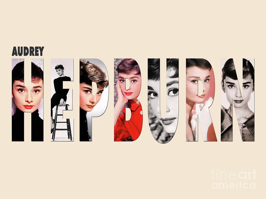 Audrey Hepburn The Beauty Word Collage Art Design Digital Art by GnG ...