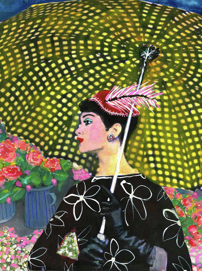 Audrey with Umbrella Painting by Andee Axe - Pixels