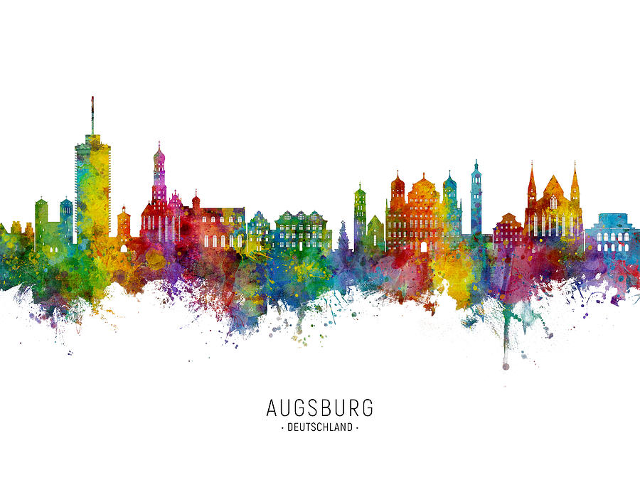 Augsburg Germany Skyline #51 Digital Art by Michael Tompsett