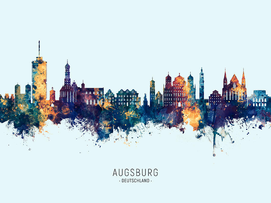 Augsburg Germany Skyline #54 Digital Art by Michael Tompsett