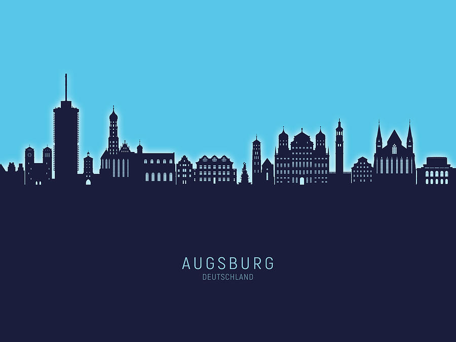 Augsburg Germany Skyline #67 Digital Art by Michael Tompsett