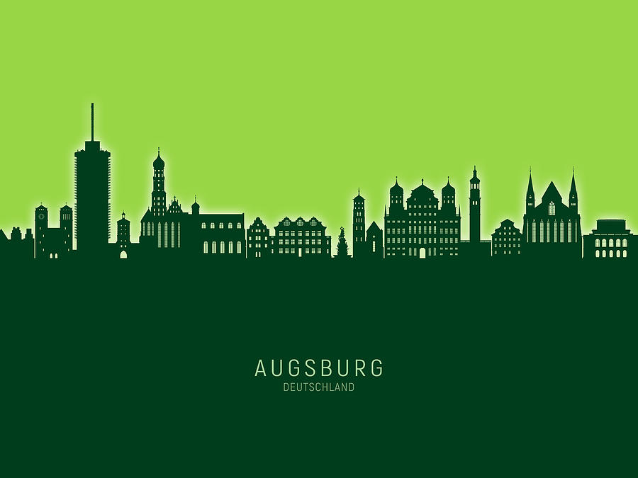 Augsburg Germany Skyline #68 Digital Art by Michael Tompsett