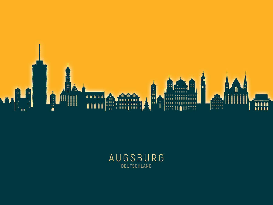 Augsburg Germany Skyline #71 Digital Art by Michael Tompsett