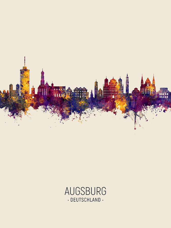 Augsburg Germany Skyline #74 Digital Art by Michael Tompsett