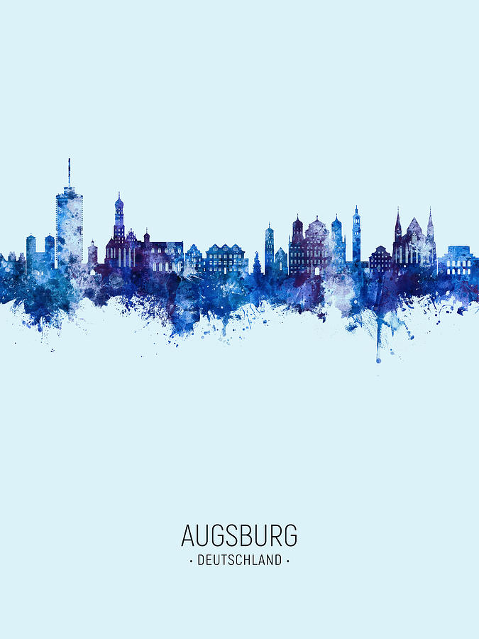 Augsburg Germany Skyline #75 Digital Art by Michael Tompsett