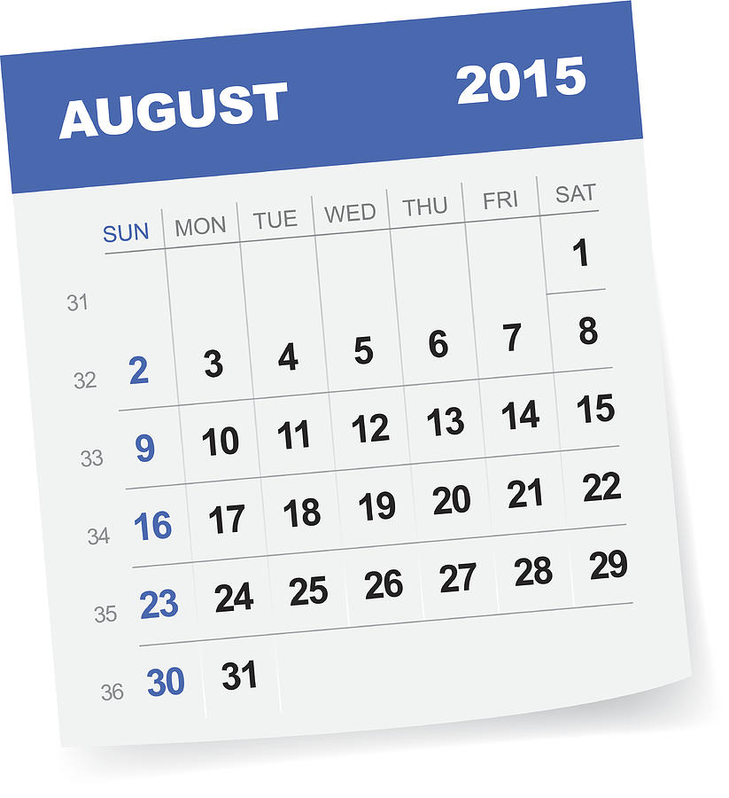 August 2015 Calendar Drawing by Enisaksoy