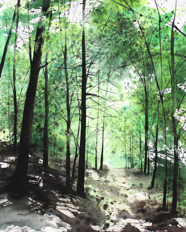 august 2019 no.2L Summer forest path Painting by Sumiyo Toribe