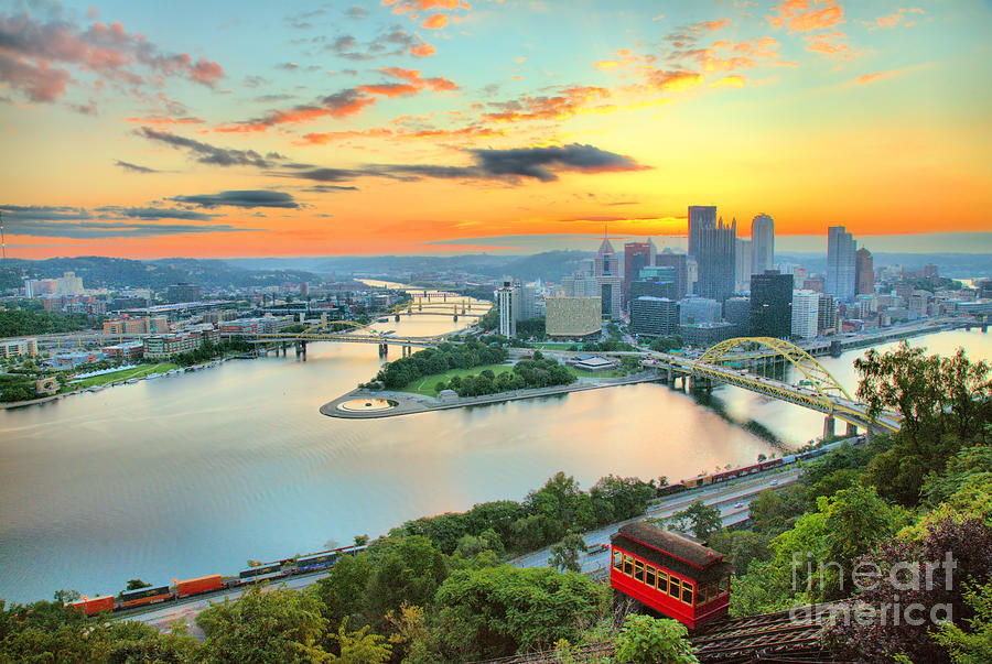 August Duquesne Incline Sunrise Photograph by Adam Jewell