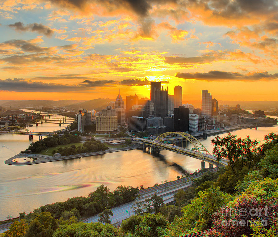 August Fire In The Skies Over Pittsburgh Photograph by Adam Jewell
