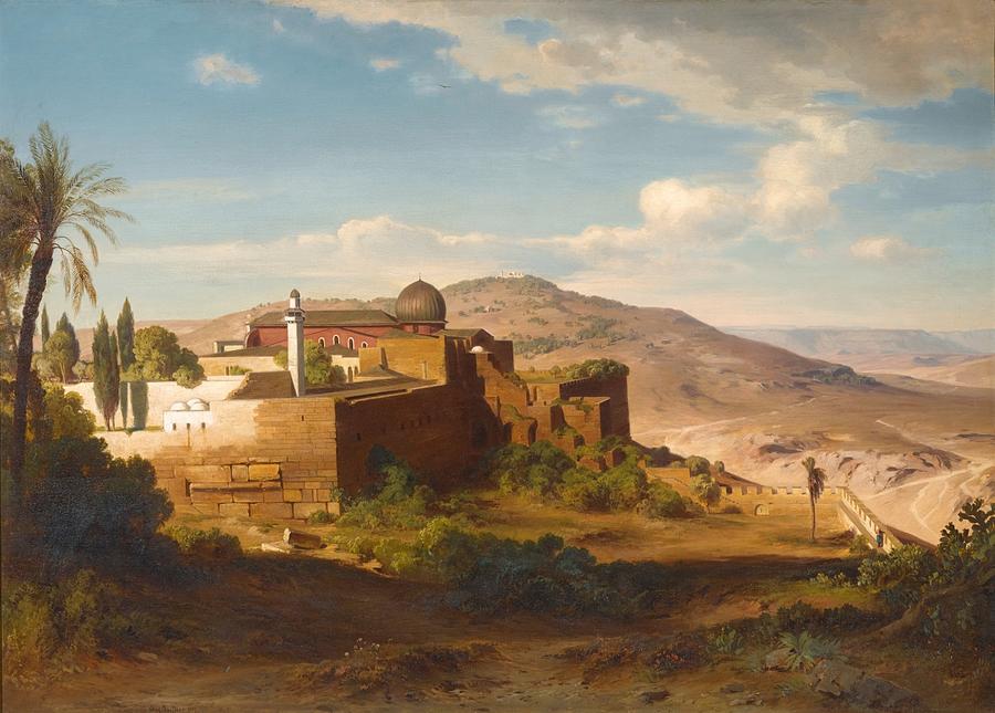August Loffler German 1822 - 1866 The Al-aqsa Mosque, Jerusalem Painting