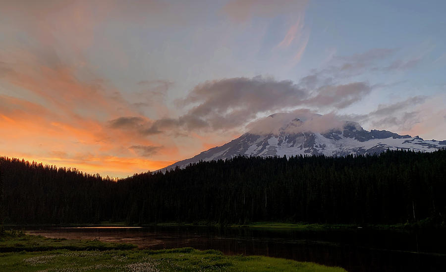 August Sunset - Mt Rainier Photograph by David Engstrom - Fine Art America