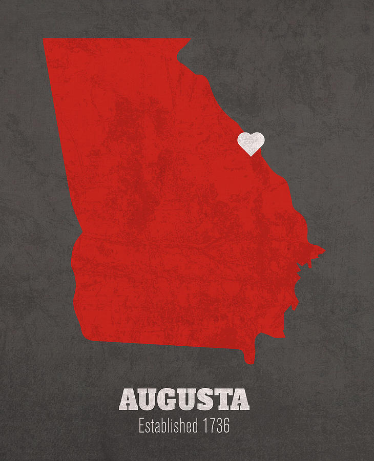 Augusta Mixed Media - Augusta Georgia City Map Founded 1736 University of Georgia Color Palette by Design Turnpike