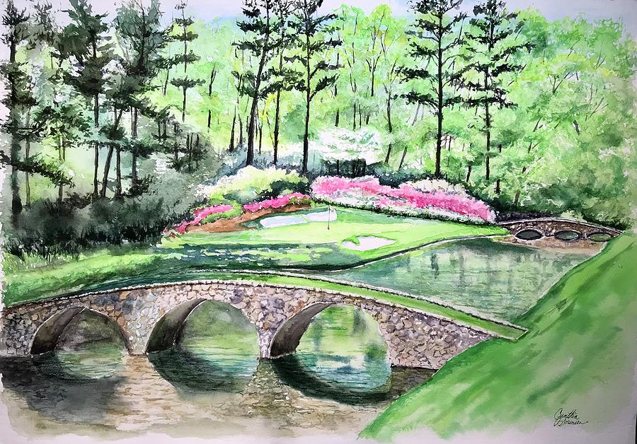 Augusta Golf Course Hole #12 Painting by Cynthia Sorensen