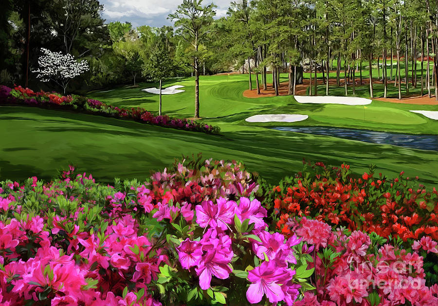 Tiger Woods Painting - AugustaAzaleas16th and 15th by Tim Gilliland