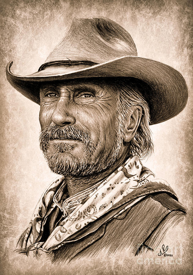 Augustus McCrae wild west edit 2 Drawing by Andrew Read - Fine Art America