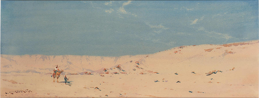 Nature Painting - Augustus Osbourne Lamplough A.R.A., R.W.S., British, 1877 1930 Crossing the wadi by Timeless Images Archive