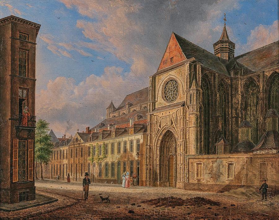 Nature Painting - Augustus Wynants Dusseldorf 1795 1848 The Hague Ghent, St. Michaels Church by Timeless Images Archive