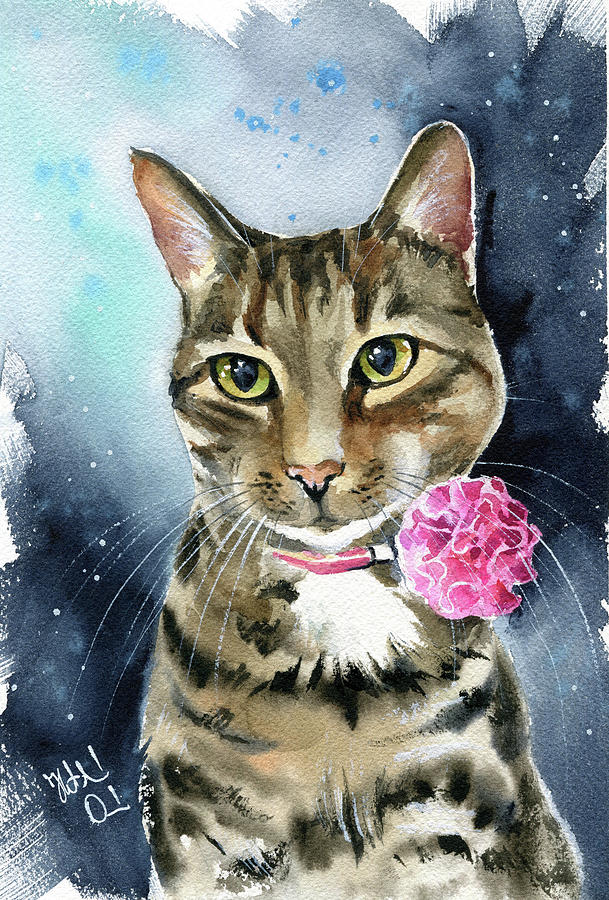 Auntie Sally Tabby Cat Painting Painting by Dora Hathazi Mendes