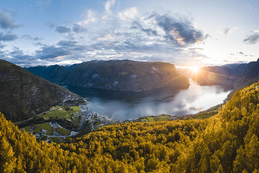 Aurlandsfjord at sunset, Norway Photograph by © Marco Bottigelli