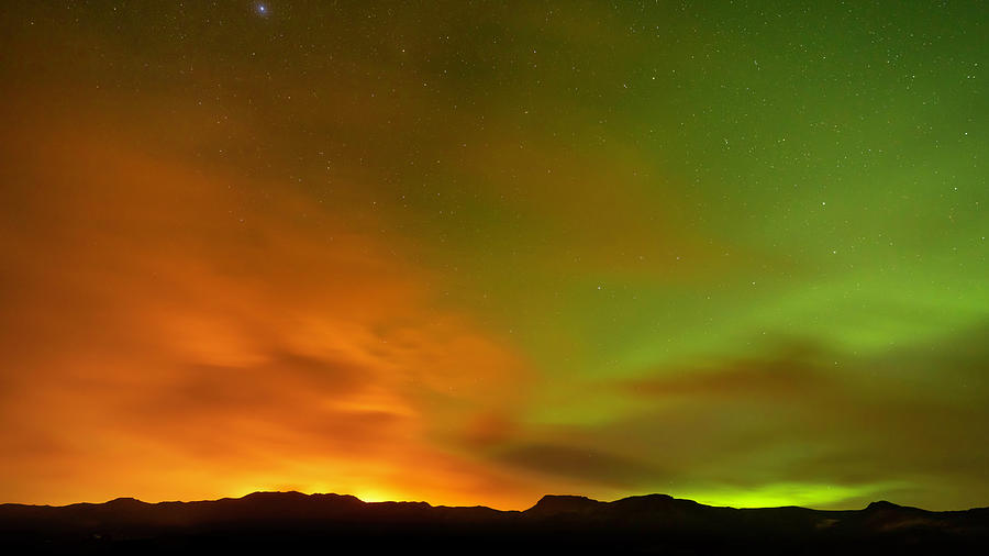 Aurora And Volcano Glow Photograph