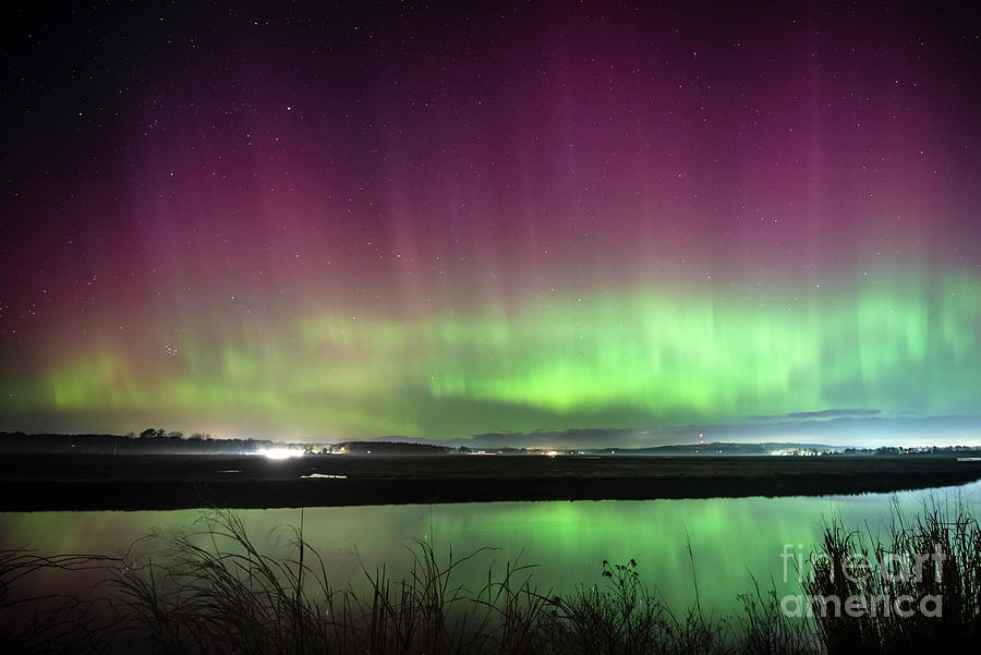 Aurora at Scarbourough Marsh Photograph by Patrick Fennell
