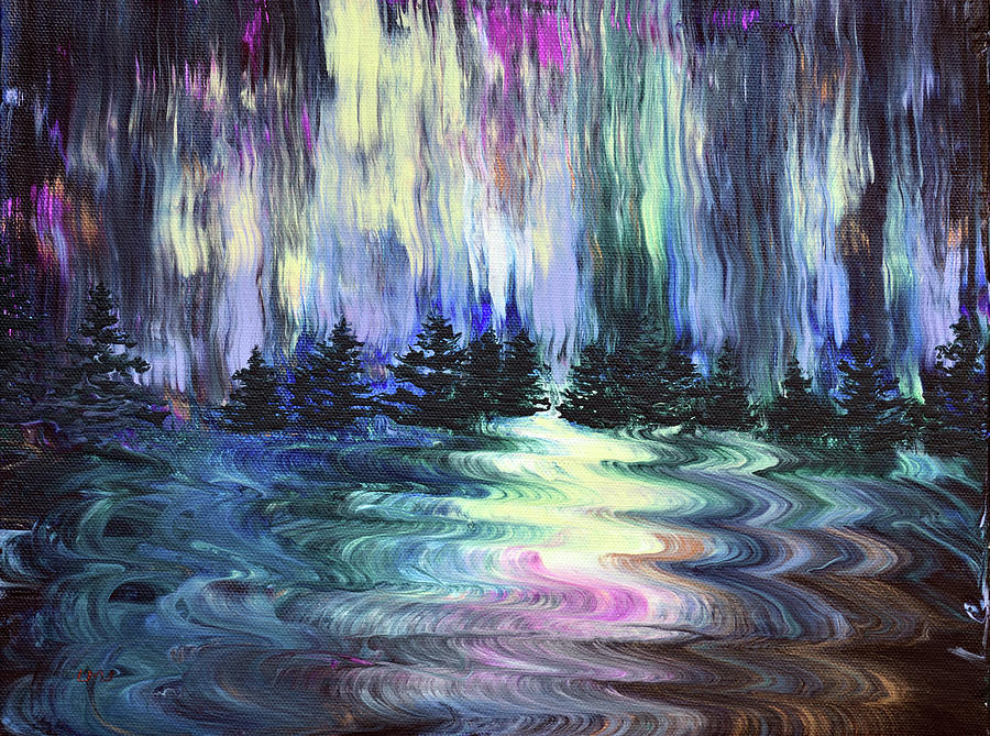 Aurora Borealis in the Rain Painting by Laura Iverson