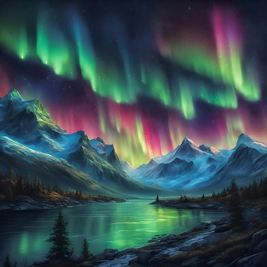 Aurora Borealis landscape Photograph by Cate Franklyn