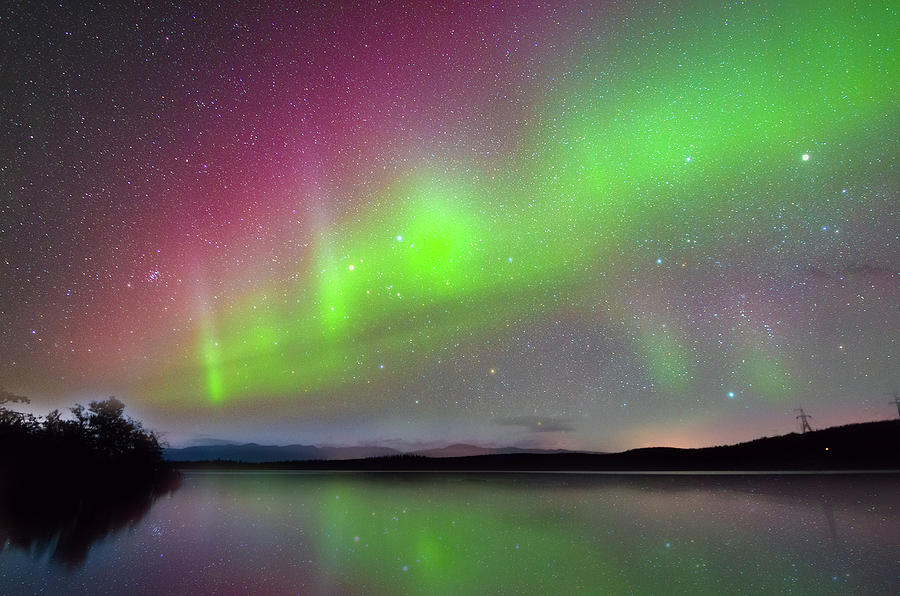 Aurora Borealis over lake Digital Art by Celestial Images - Fine Art ...