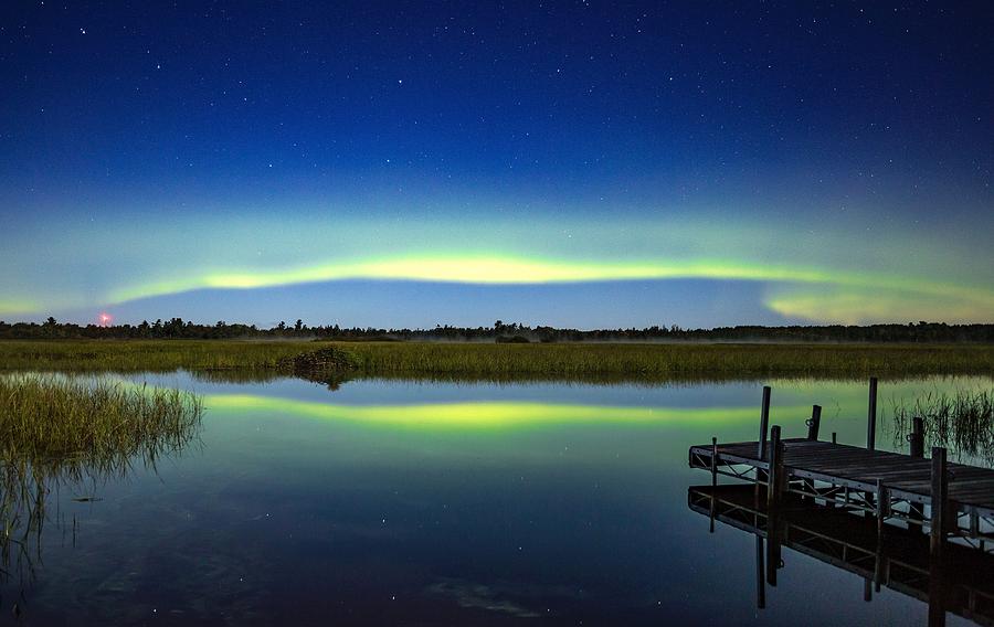 Aurora Borealis over the Wisconsin River Photograph by Benjamin Tatrow