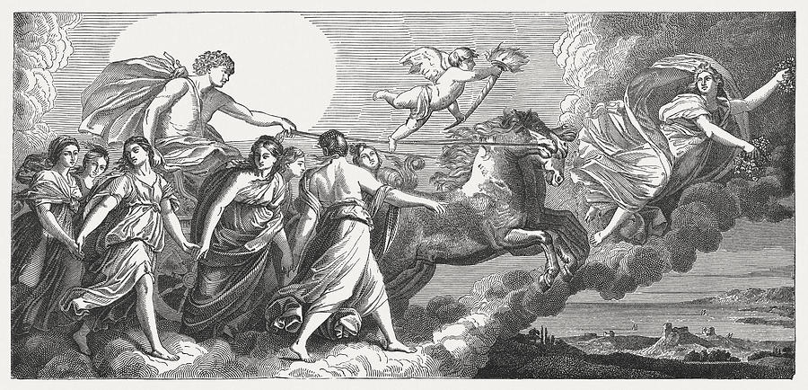 Aurora, fresco by Guido Reni (Italien painter), published in 1878 Drawing by Zu_09