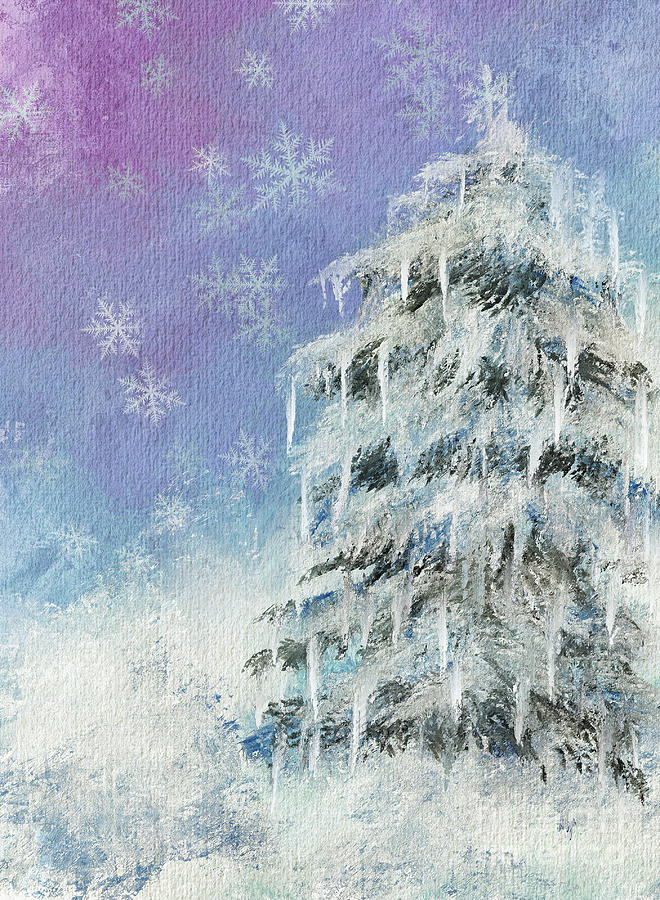Aurora Tree In Snow Digital Art by Lois Bryan
