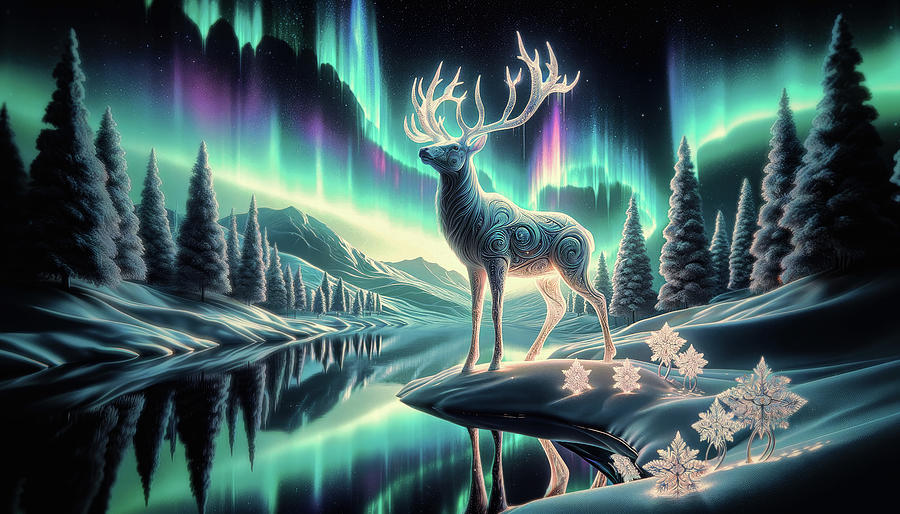 Aurora Borealis Digital Art - Auroral Ethereal Elk by Bill and Linda Tiepelman