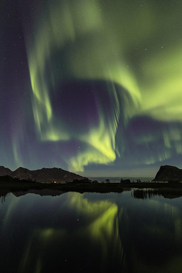 Auroras over the lake Photograph by by Frank Olsen, Norway