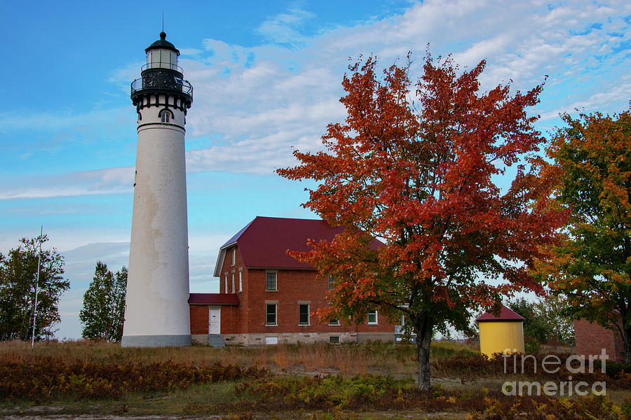 AuSable Lighthouse in the Fall Photograph by Bob Phillips