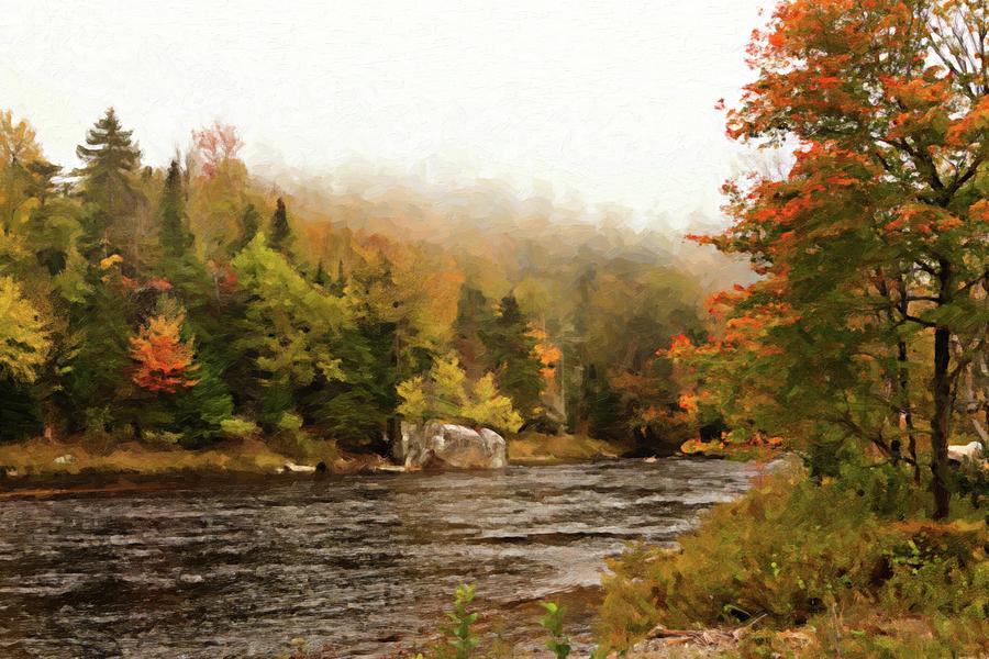 Ausable River In Lake Placid Painting Photograph by Carolyn Ann Ryan