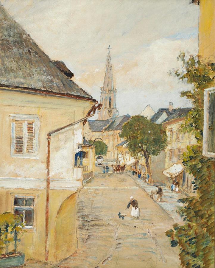 Aussicht aus meinem Fenster in Bad Hall Painting by Rudolf Ribarz ...