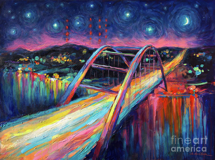 Austin 360 Pennybacker Bridge texas Painting by Svetlana Novikova