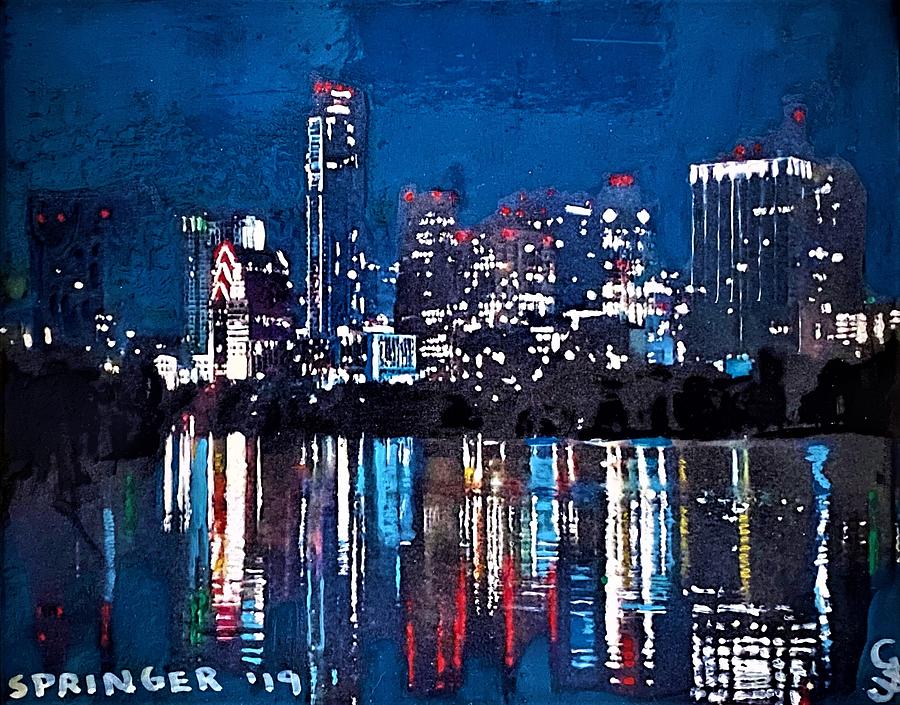 Austin at Night Painting by Gary Springer