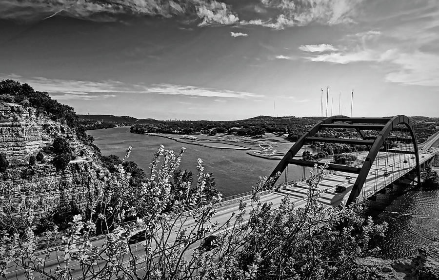 Austin Country Club and The 360 Bridge Black and White Photograph by Judy Vincent
