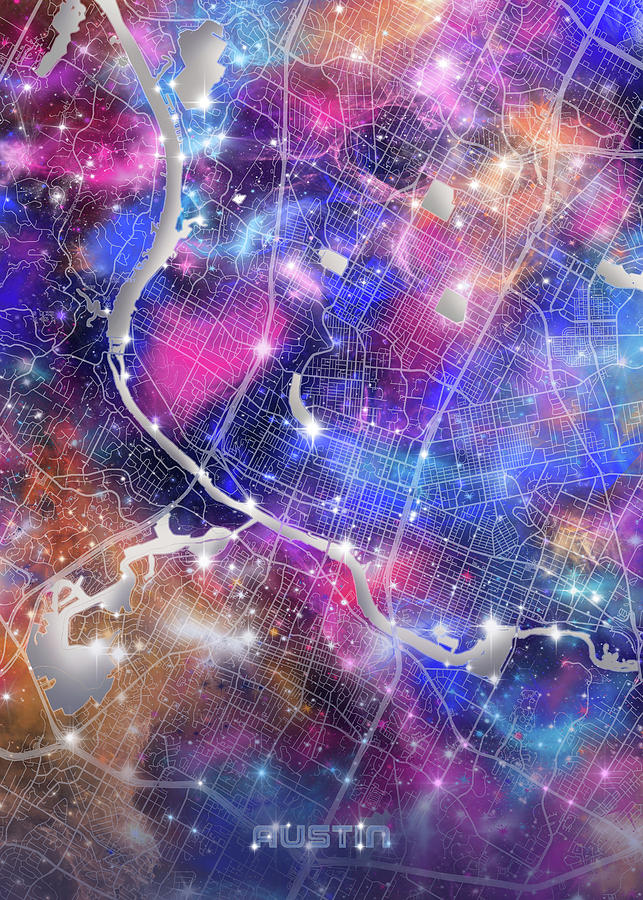 Austin Map Galaxy Sky Digital Art