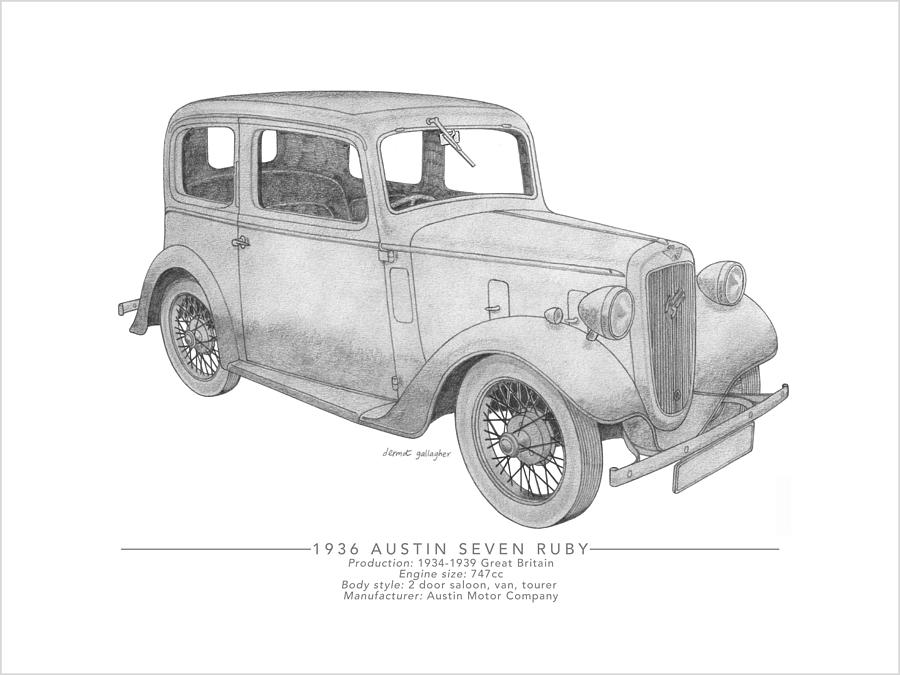 Austin Seven Ruby Drawing by Dermot Gallagher | Fine Art America