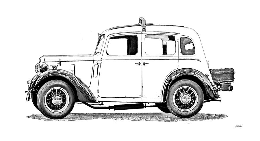 Austin Seven Taxi - DWP1415344 Drawing by Dean Wittle