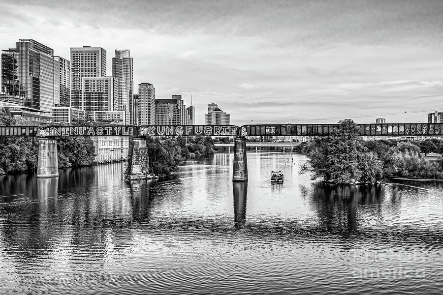 Austin Skyline at Town Lake at Dusk BW Photograph by Bee Creek ...