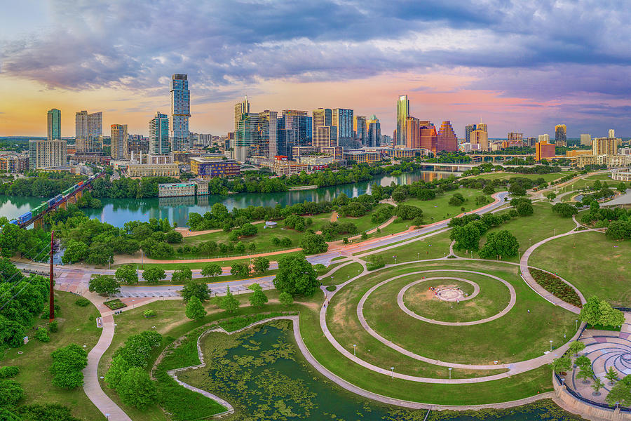 Austin Skyline from the Air on a Summer Evening 611 Photograph by Rob ...