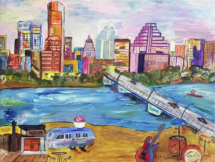 Austin Skyline  Painting by Genevieve Holland
