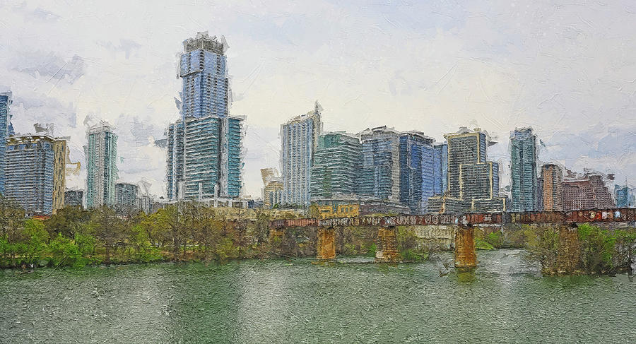 Austin Skyline Painting Painting by Dan Sproul