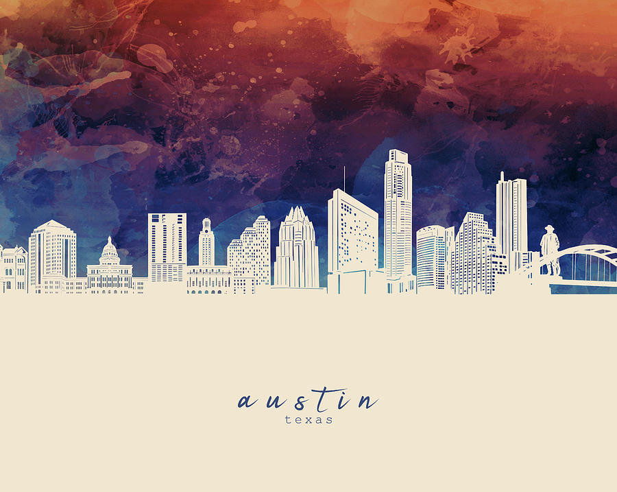 Austin Skyline Panorama 3 Digital Art by Bekim M Pixels