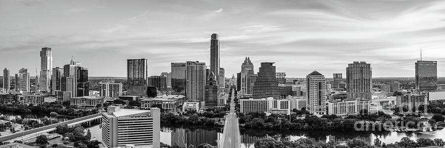 Austin Skyline Sunrise Pano BW Photograph By Bee Creek Photography ...