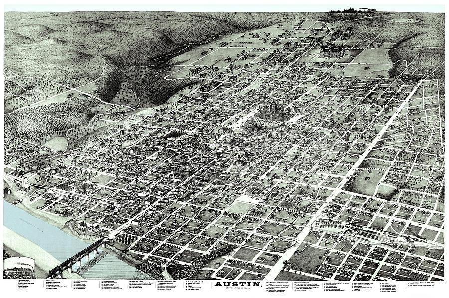 AUSTIN State Capital of Texas Map 1887 Photograph by Daniel Hagerman