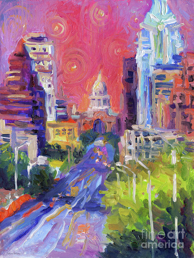 Austin Texas Capital Capitol Congress Avenue Cityscape  Painting by Svetlana Novikova